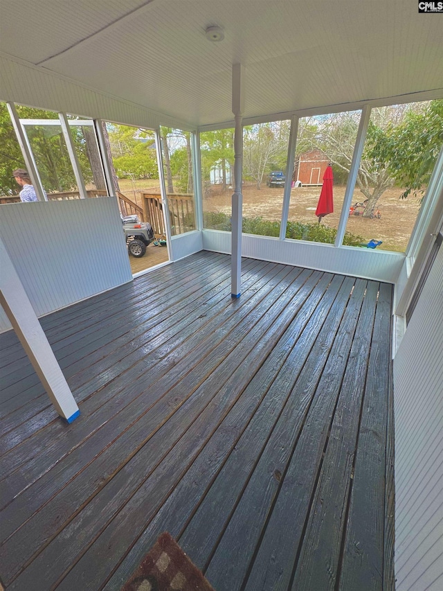 view of unfurnished sunroom