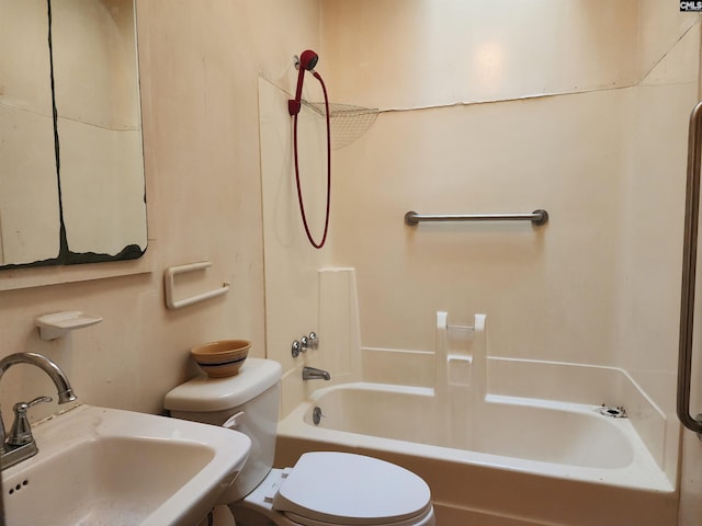 full bathroom with sink, shower / bathing tub combination, and toilet