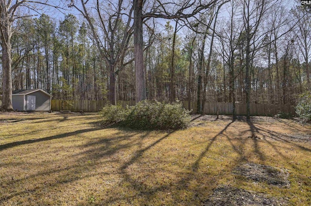 view of yard with a storage shed