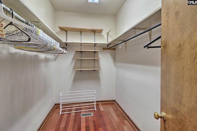 walk in closet featuring wood-type flooring