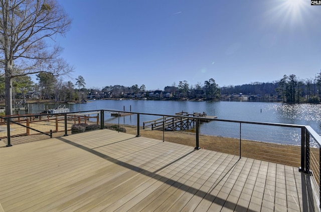 view of dock featuring a water view