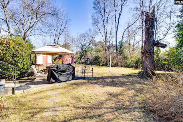 view of yard with a gazebo