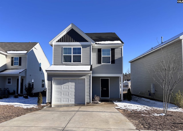 view of front of property featuring a garage