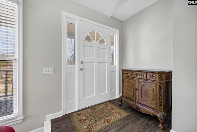 foyer featuring dark hardwood / wood-style floors