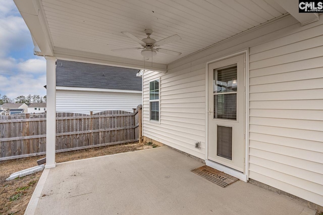 view of patio with ceiling fan