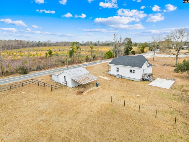 aerial view featuring a rural view