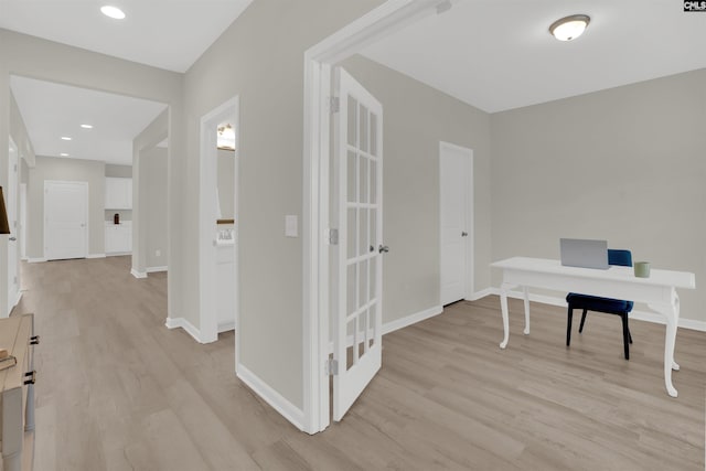 office area featuring light hardwood / wood-style floors