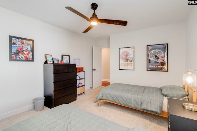 bedroom with carpet and ceiling fan