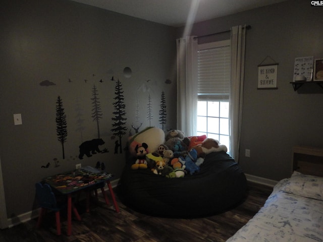 bedroom featuring dark hardwood / wood-style flooring