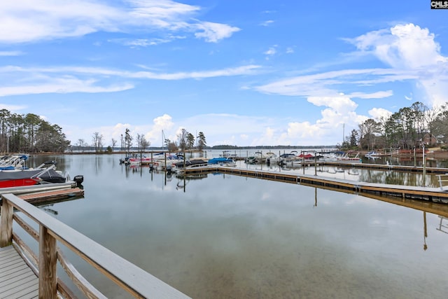 view of dock featuring a water view