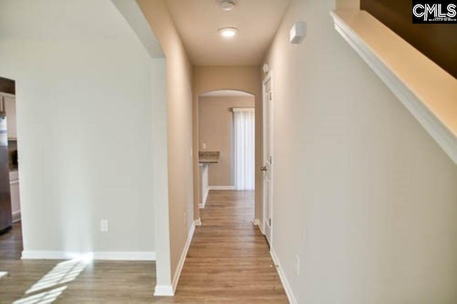 hall featuring light wood-type flooring