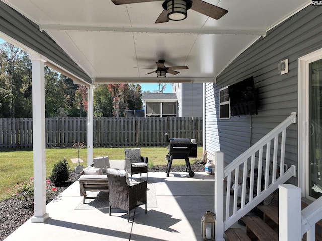 view of patio / terrace with ceiling fan