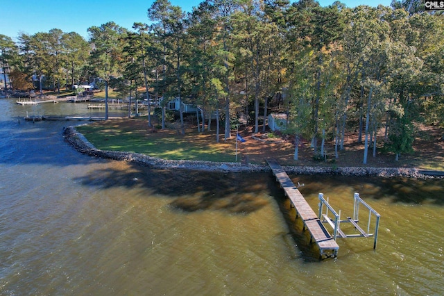 view of dock featuring a water view