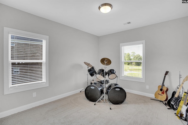 miscellaneous room featuring carpet floors