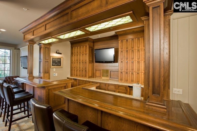 bar with ornate columns