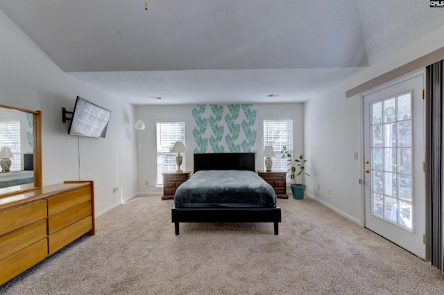 carpeted bedroom with multiple windows