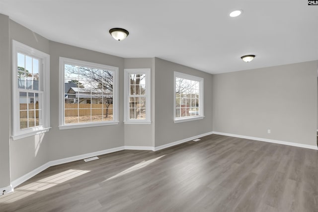 unfurnished dining area with wood-type flooring