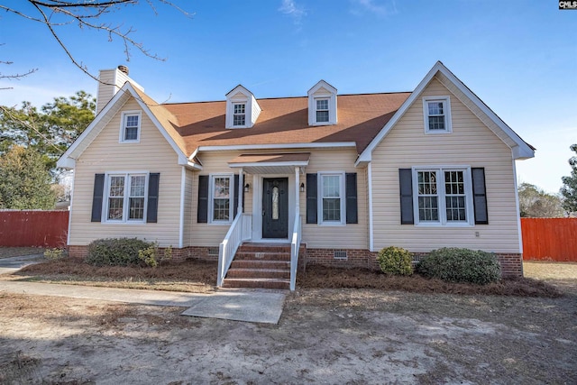 view of cape cod home