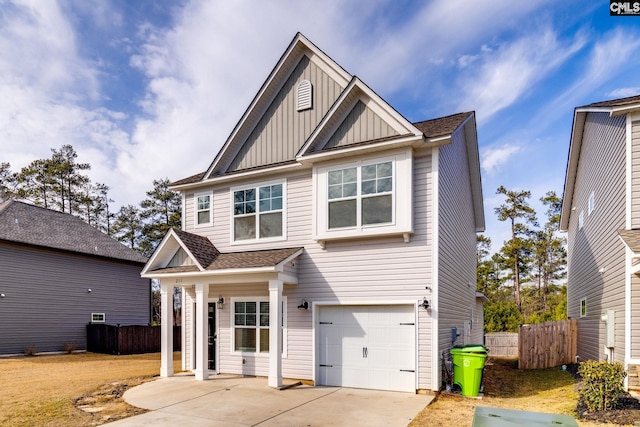 craftsman house featuring a garage