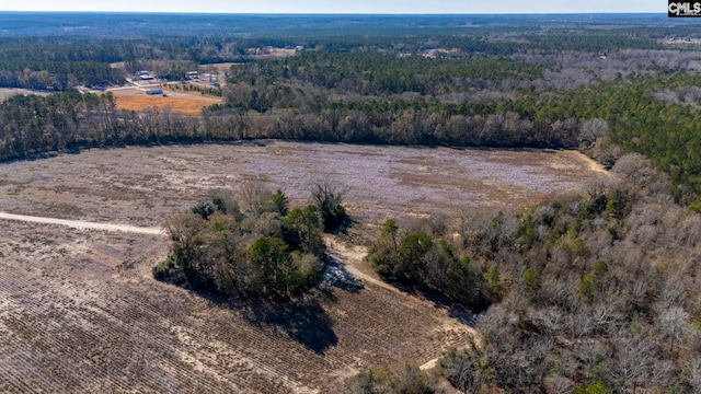 birds eye view of property featuring a rural view