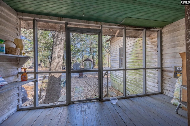 view of unfurnished sunroom