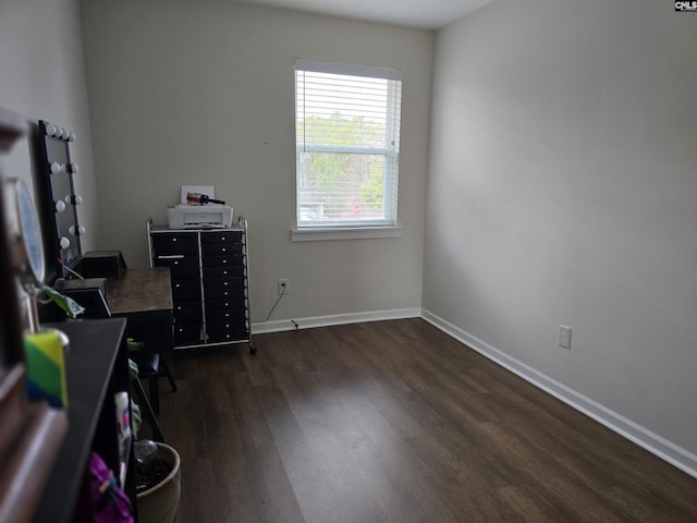 office area with dark wood-type flooring