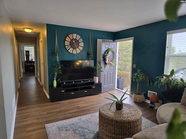 living room featuring wood-type flooring