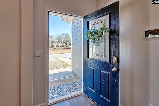 foyer with hardwood / wood-style flooring