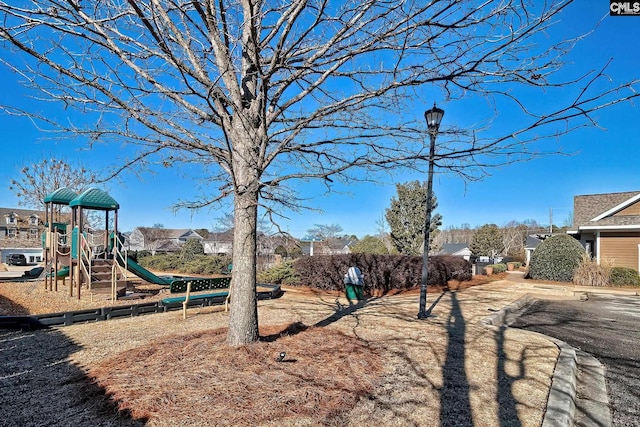 view of yard with a playground