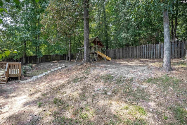 view of yard with a playground