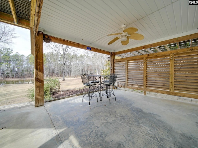 view of patio / terrace featuring ceiling fan