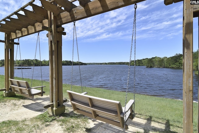 view of dock featuring a water view