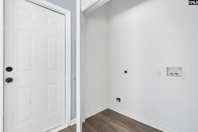 laundry room featuring dark hardwood / wood-style floors, hookup for an electric dryer, and hookup for a washing machine