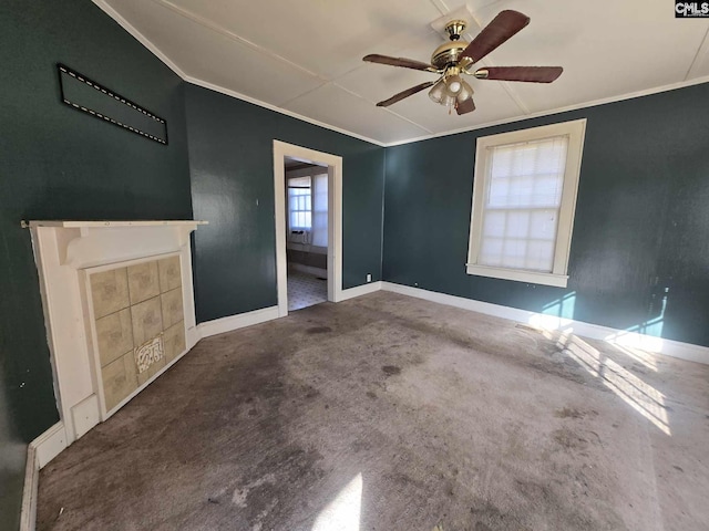 6500 White St, Kershaw, SC 29067 - unfurnished room with ceiling fan, ornamental molding, and carpet floors