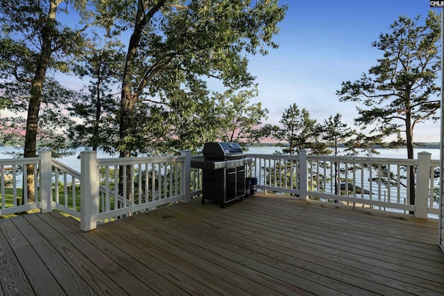 deck with a water view