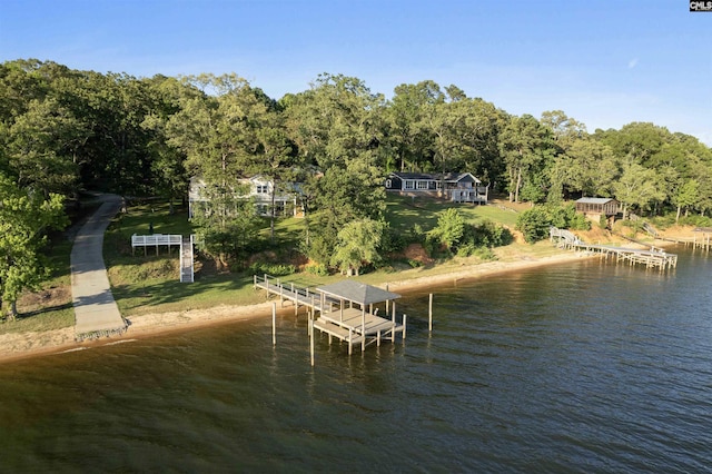 view of dock featuring a water view