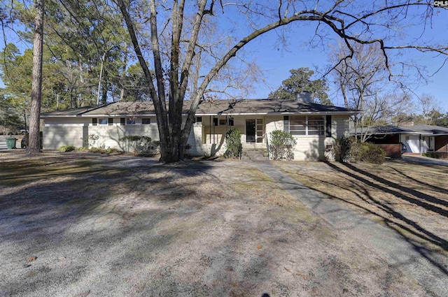 view of single story home