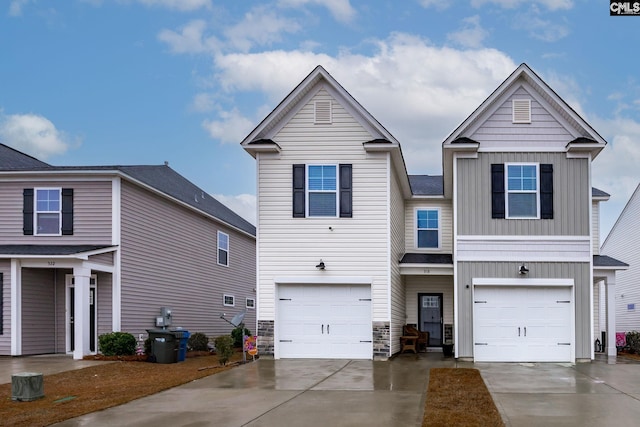 view of front facade with a garage