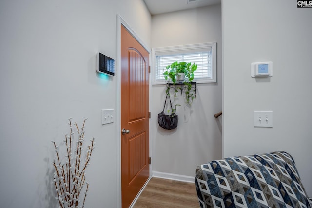 interior space with light hardwood / wood-style flooring