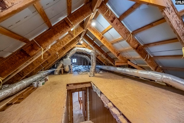 view of unfinished attic