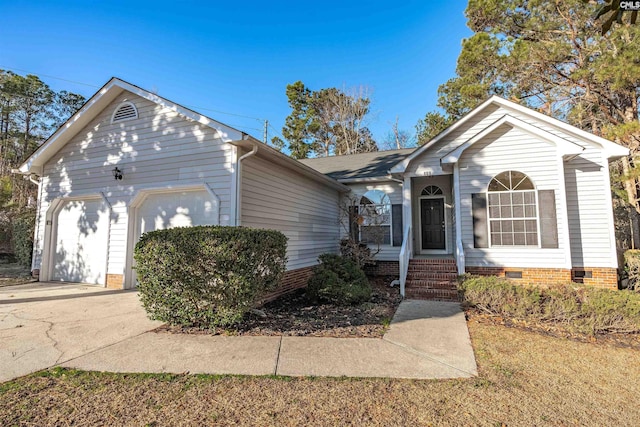 single story home with a garage