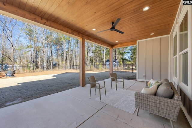 view of patio / terrace with ceiling fan