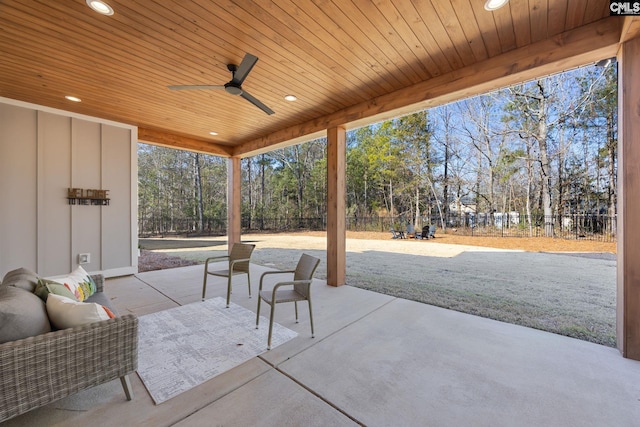 view of patio / terrace with an outdoor hangout area and ceiling fan