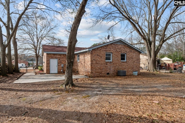 exterior space featuring a patio and central air condition unit