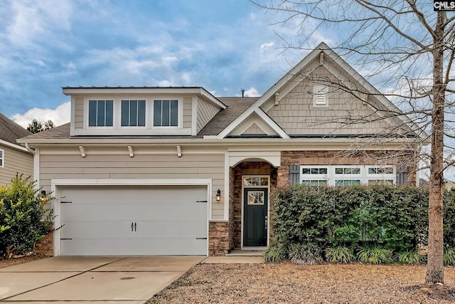 craftsman inspired home with a garage