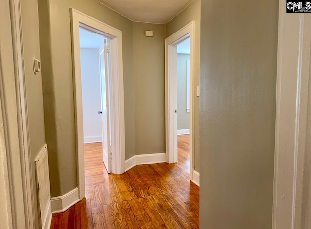 hallway featuring wood-type flooring