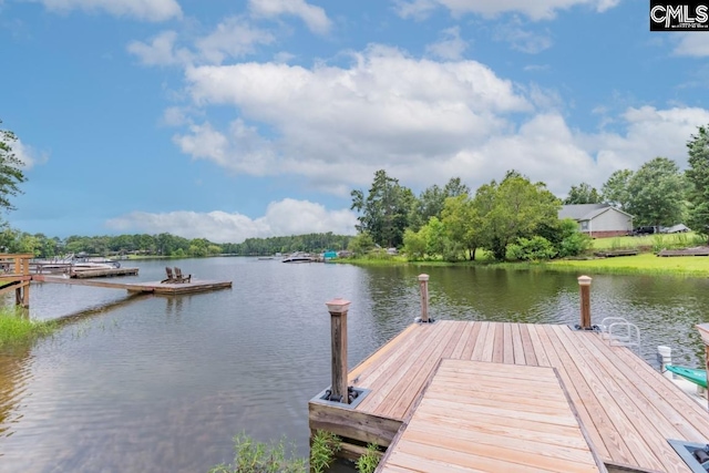 dock area featuring a water view