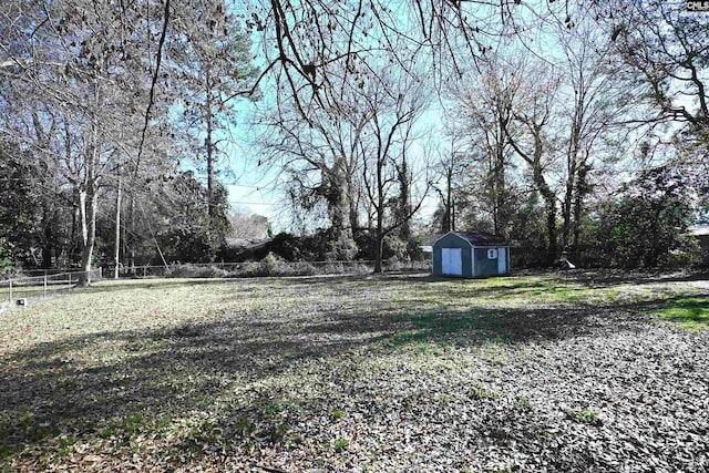 view of yard with a storage unit