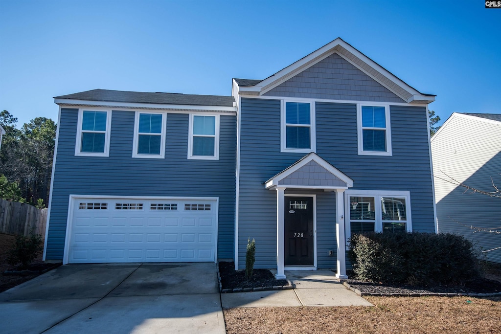 view of front of home featuring a garage