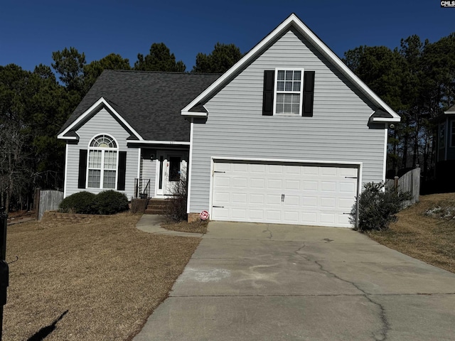 view of front property with a garage